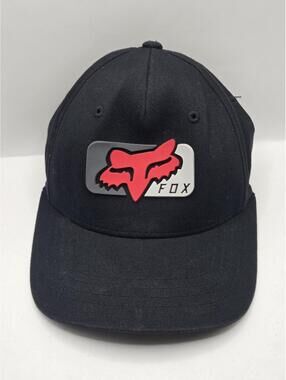 Fox Racing Youth Mirer Flexfit Hat Black Red Sonic Weld Patch Cap Stretch Fit